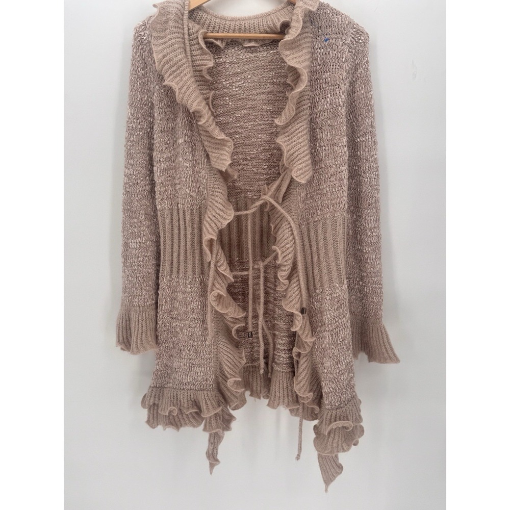 Vintage Y2k / 90' Sioni Pink Tin L Large Cardigan- Fashionably trimmed Boho Goth